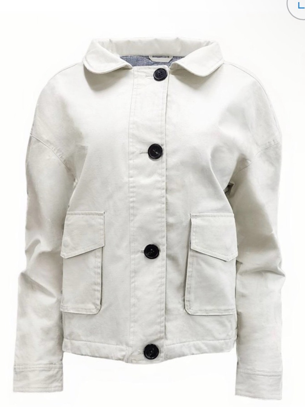 Women's Cream Button-Front Utility Jacket with Patch Pockets